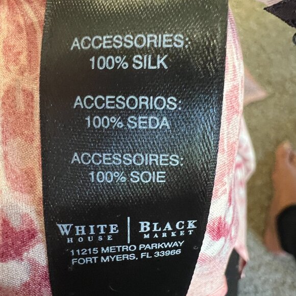 White House Black Market Rectangular Silk Scarf in shades of Ivory, Pink & Gray - Picture 14 of 14